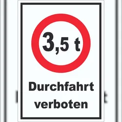 HB-Druck Durchfahrt verboten 3,5 Tonnen Aufkleber A1 (594x841mm)