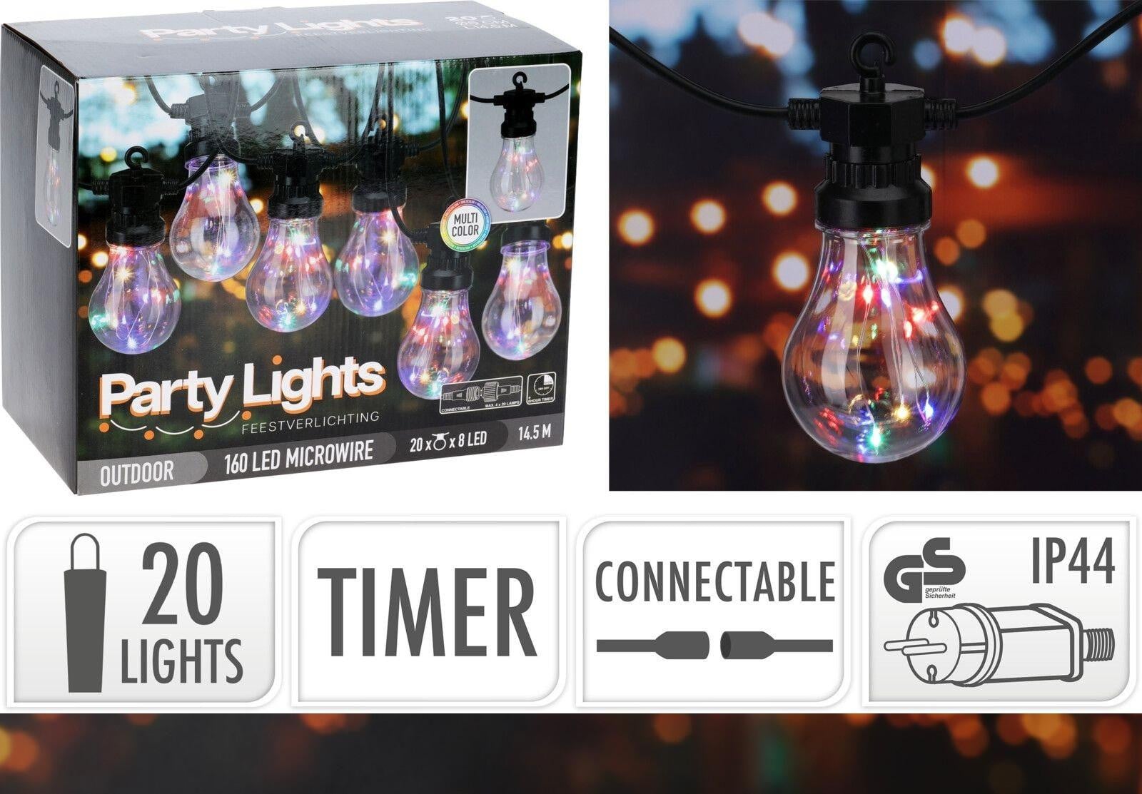 Koopman Feestverlichting met 20 multi colour lampen, koppelbaar, Zwart