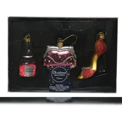 Christmas Decorations 3er Beauty Fashion Set Glas 7cm Christbaumschmuck Weihnachtskugeln Mode rosa rot