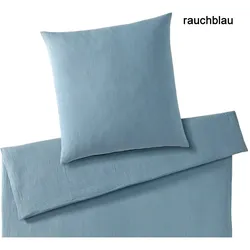 Elegante Bettwäsche Smooth - 135x200 cm + 40x80 cm	rauchblau