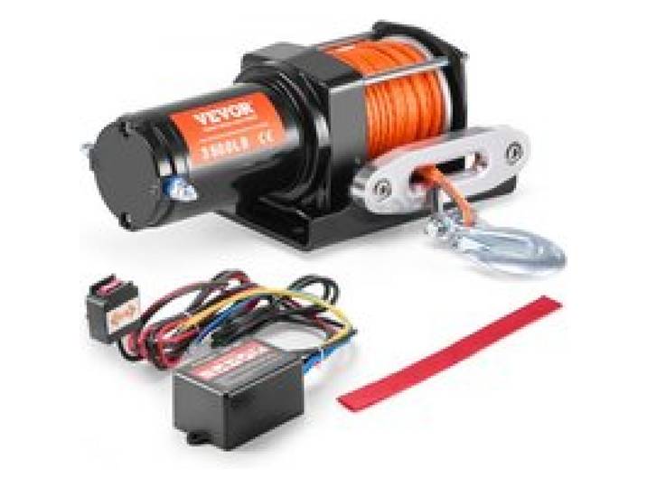 VEVOR Elektrische Seilwinde, 3500 lb Seilzugkapazität, 12 V DC ATV/UTV-Winde mit Φ3/16 Zoll x 39 Fuß 12 Strängen Synthetikseil, Aluminium-Seilführung, kabelgebundene Fernbedienung, IP55 wasserdicht zum Schleppen von UTV, ATV, Boot