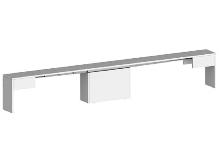 möbelando Essbank >Pachino< Ausziehbank, aus melaminharzbeschichteter Spanplatte, in Weiß Hg., platzsparend als Beistelltisch verwendbar - 66/290x45x25cm (BxHxT), Made in Italy