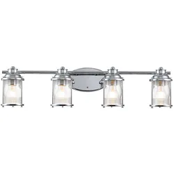 Wandleuchte Wandlampe Feuchtraumlampe Bad silber Metall 3 flammig Glas L 85,8 cm