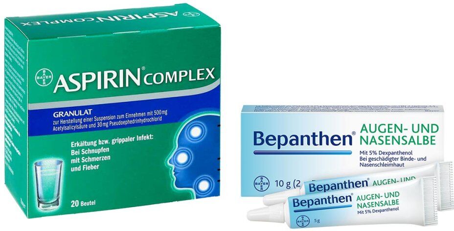 Erkältungs-Pflege-Set: Aspirin Complex + Bepanthen Augen- und Na