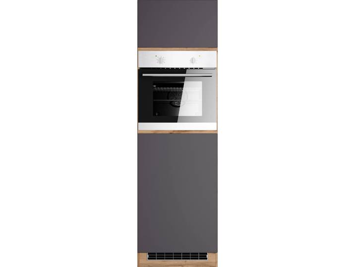 Backofenumbauschrank KOCHSTATION KS-Riesa , grau (matt grau), B:60cm H:200cm T:60cm, Holzwerkstoff, Schränke, Backofenumbauschrank, Breite 60 cm, MDF-Fronten
