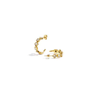 Paar Creolen ADELIA´S "LIVAYA Ohrringe Creolen mit Strass aus Edelstahl", Damen, Gr. Damen, Edelstahl, gold (silberfarben), Ohrringe, Modisch akzentuiert durch abwechselnd angeordnete Strasssteine
