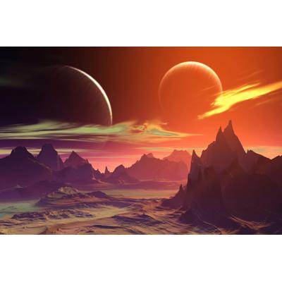 Fototapete PAPERMOON "PLANETEN-FUTURISTISCH WELTRAUM MOND GALAXIE UNIVERSUM", bunt, B:3m L:2,23m, Vlies, Tapeten