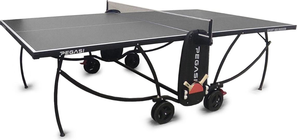 Pegasi Tischtennisplatte 800 - Tischtennisplatte Indoor - Faltbare Tischtennistisch- Klappbar - Original Tischtennistisch - Mit Rädern - Beweglich - Schwarz