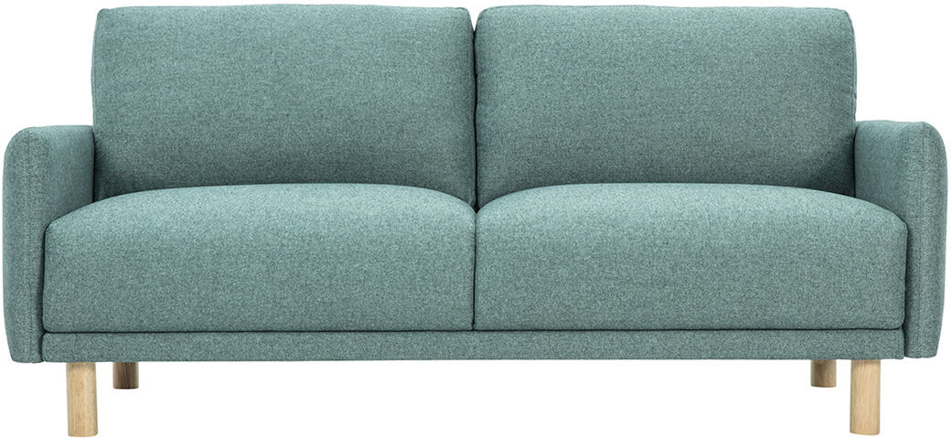 Miliboo Designersofa 3-Sitzer in Graugrünem Stoff und hellem Holz BONO