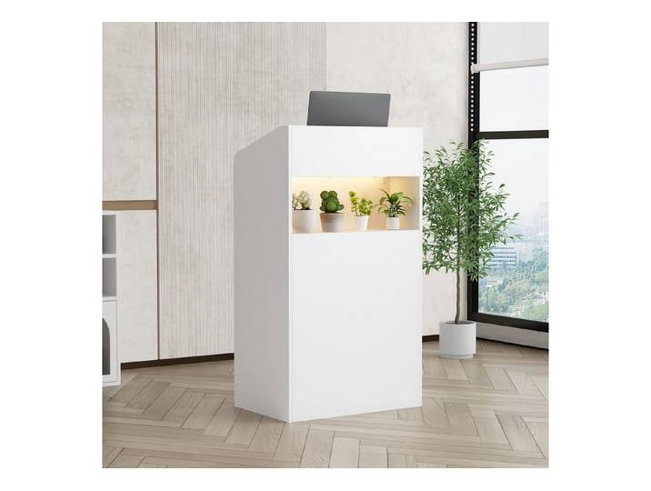 FUFU&GAGA Empfangstheke Empfangstheke mit LED-Beleuchtung, Weiß, MDF, in 3 Größen