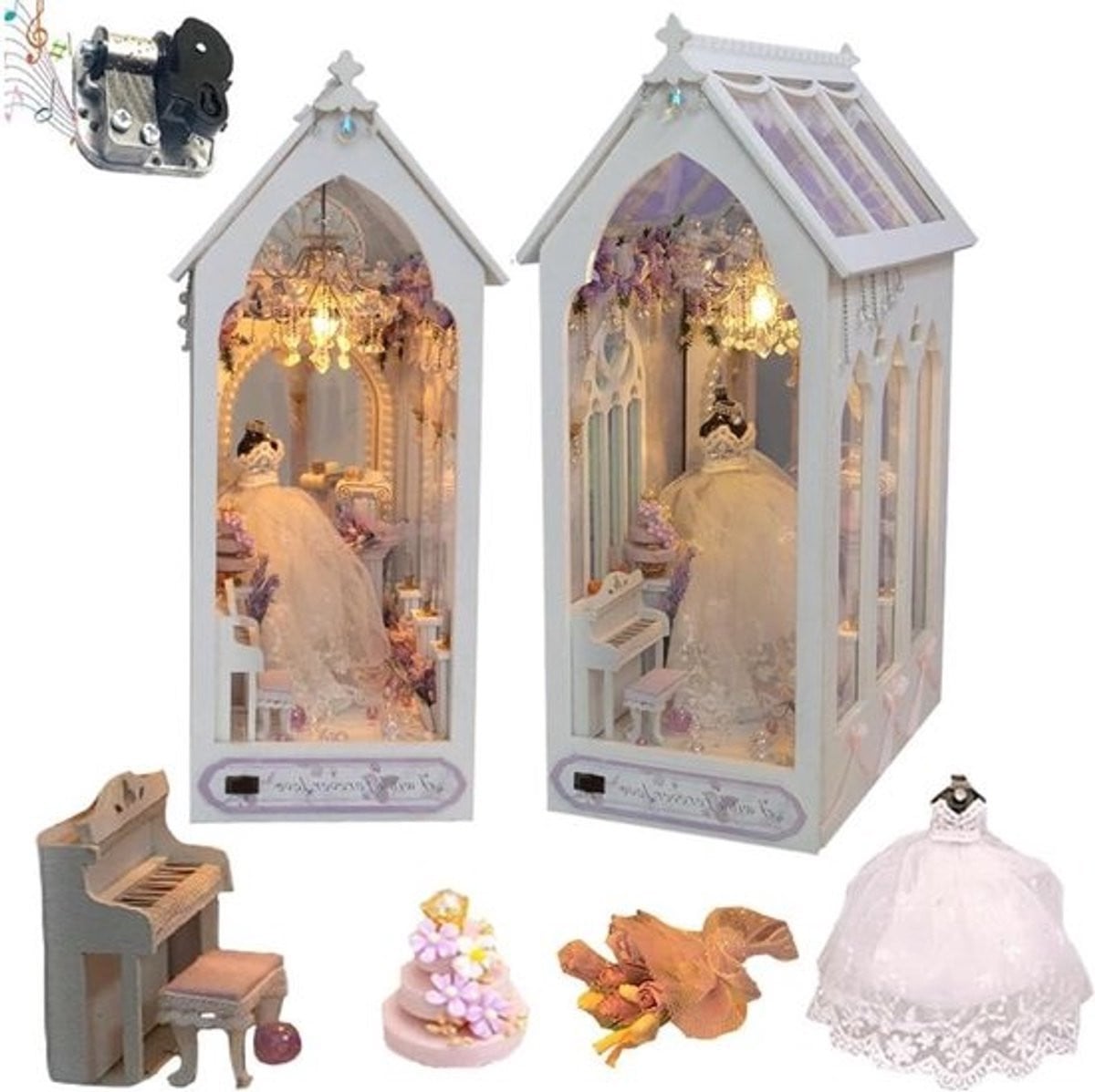 Miniatuur Boekenhoek Kit 3D Houten Puzzel met Sensor Licht voor Boekenplank Decoratie