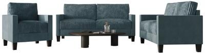 Craft Porch CraftPorch Corduroy Mid-Century Modern Velvet Upholstered 3-Piece Living Room Set