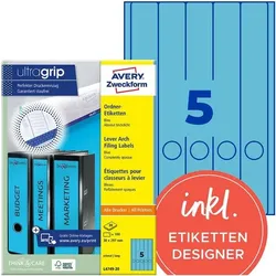 Avery Zweckform Selbstklebende Ordnerrücken-Etiketten blau, 5 cm