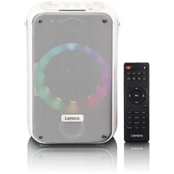Lenco Karaoke-System mit Bluetooth®, wiederaufladbarem Akku, drahtlosem Karaoke-Mikrofon und Disco-LED-Beleuchtung Weiß