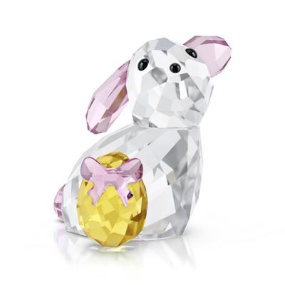 Osterhase SWAROVSKI "Kristallfigur Sammelfigur IDYLLIA EASTER BUNNY", transparent (kristallweiß, rosa, gelb, schwarz), Dekofiguren, B/H/T: 2,7cm, Swarovski Kristall, Swarovski Kristall mit schwarzem Emaille, H:2,7cm