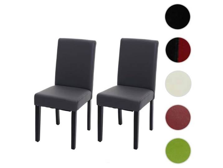 2x chaise de salle à manger chaise de cuisine Littau ~ imitation cuir gris mat pieds foncés