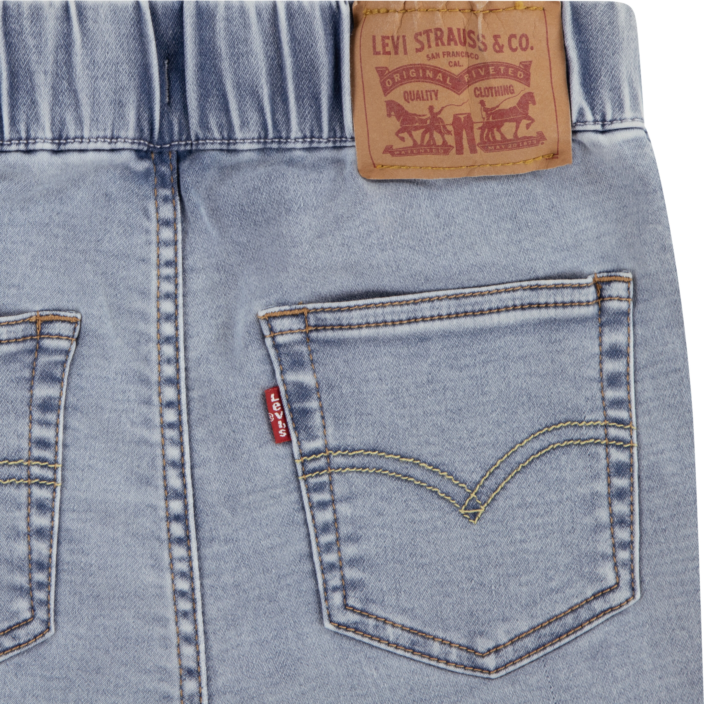 Jeansbermudas LEVI'S KIDS "LVB SKINNY FIT DOBBY SHORT", Jungen, Gr. 10 (140), N-Gr, blau (kiss and goo), Denim/Jeans, Obermaterial: 68% Baumwolle, 31% Polyester, 1% Elasthan, skinny fit, Jeans Jeansbermudas, for BOYS kiss and goo 10 (140), N-Gr