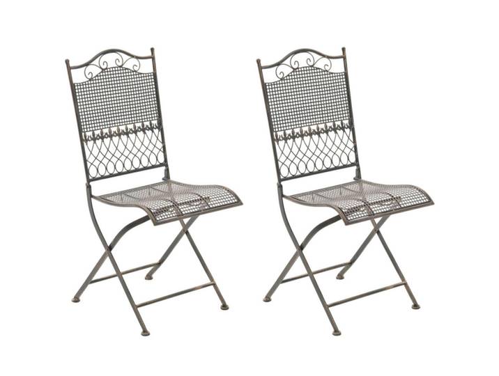 CLP Gartenklappstuhl 2er Set Metall Bronze, Bronzefarben, 41x91x50 cm, Gartenmöbel, Gartensessel, Gartenklappstühle