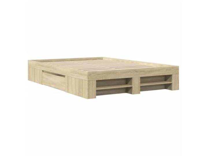 KTHLBRH Bettgestell Eiche Sonoma 120 x 190 cm, mehrschichtiges Holz Atmungsaktiver Lattenrost mit Schubladen und Fächern für Schlafzimmer