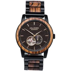 Holzkern Herrenuhr Automatik San Francisco Zebrano/Ahorn