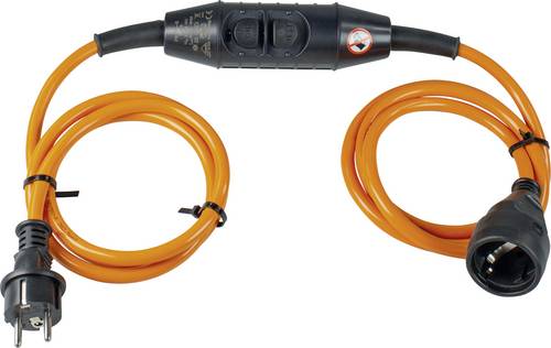 AS Schwabe 45458 Personenschutz-Verlängerungskabel Kunststoff PRCD-S 230V Orange, Schwarz IP44