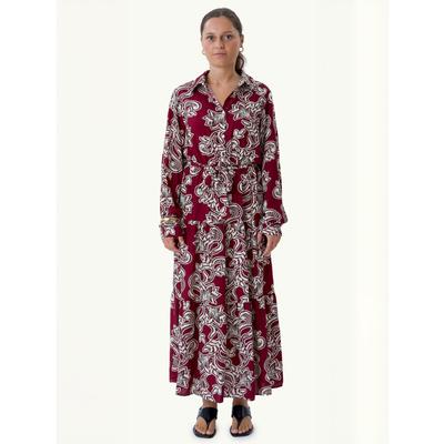 Maxikleid TEESHOPPEN "TEESHOPPEN Dress Lola", Damen, Gr. M, Normalgrößen, rot (burgundy), Obermaterial: 100% Viskose, Kleider Maxikleid