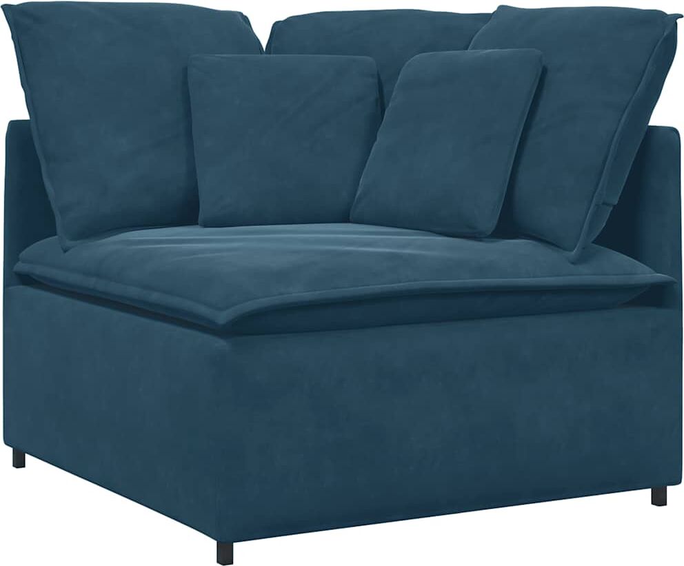 vidaXL Canapé modulable avec coussins velours bleu
