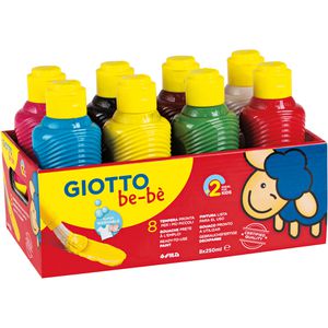 GIOTTO-Fila Temperafarben F532000 be-bè, 8 Farben, farbintensiv, in Flaschen, 8x 250 ml