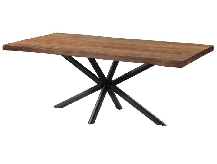 Baumtisch Sheesham 220x100x76 grau gebeizt / Kreuzgestell anthrazit matt FREEFORM 5