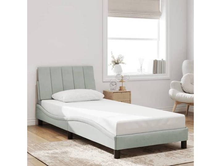 &Mode Cadre de lit 1 PERSONNE - BEWI - Structure de lit Adulte/enfant - sans matelas - gris clair 90x190cm velours 540279