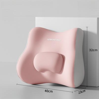 Cozy Casa Charm Ergonomic Lumbar Support Pillow & Memory Foam Back Cushion For Office Chair Posture Support pink