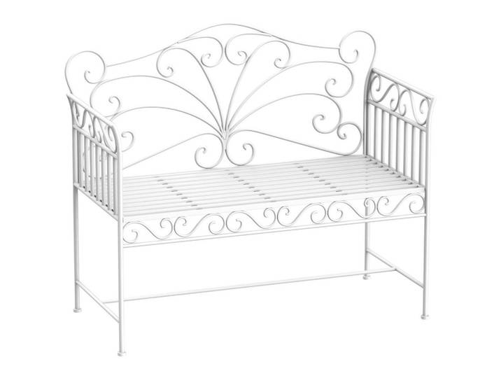 Outsunny Gartenbank Sitzbank Blumenbank Parkbank Gartenmöbel 2-Sitzer Metall Weiß, 50x96x113.5 cm, Gartenmöbel, Gartenbänke