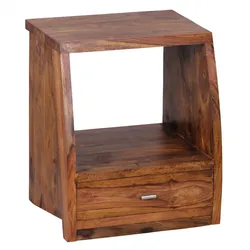 Sheesham Nachtkonsole, Landhausstil, Schublade & Ablage - Robust & Stilvoll. 45x40x53 cm | Kadima Design