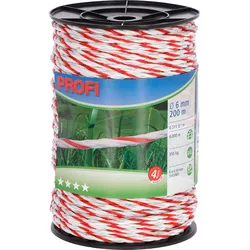 Kerbl Profi Weidezaunseil 6mm, 6x0,30 TriC, 200m, weiß/otr weiß/rot - 59509 - weiß/rot