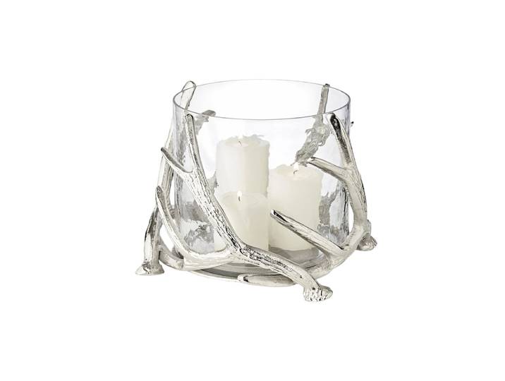 Grosses Premium Windlicht „Kingston“, Aluminium vernickelt - Silber EDZARD