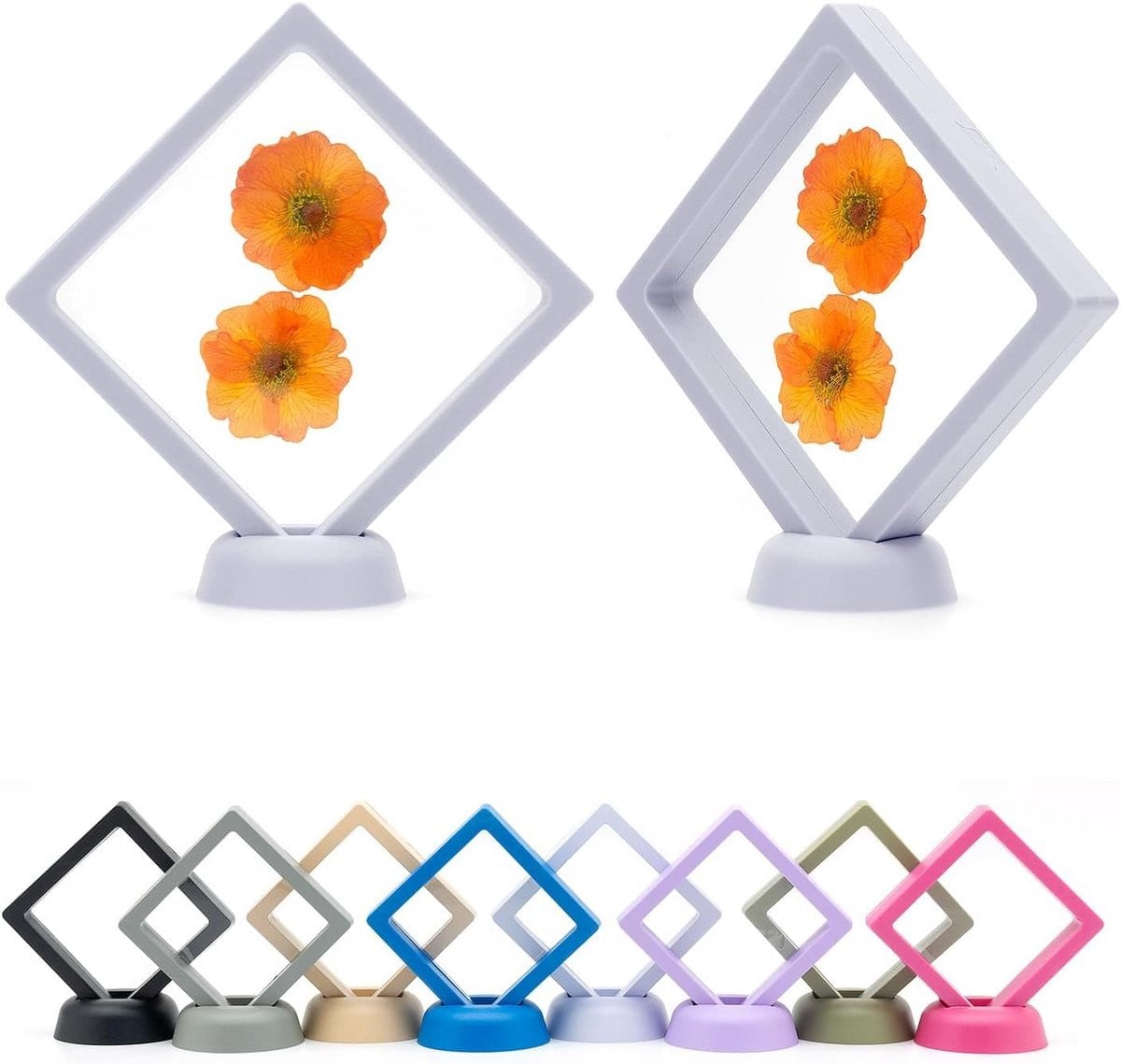 Set van 5 Drijvende 3D Vitrine Houders voor Sieraden, Munten en Verzamelingen - Wit