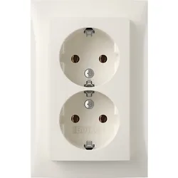 Hager/Berk SCHUKO-Doppelsteckdose Abdeckpl. pws-glanz 47748989