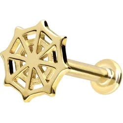 14 Karat Gold Labret mit Innengewinde SPINNENNETZ