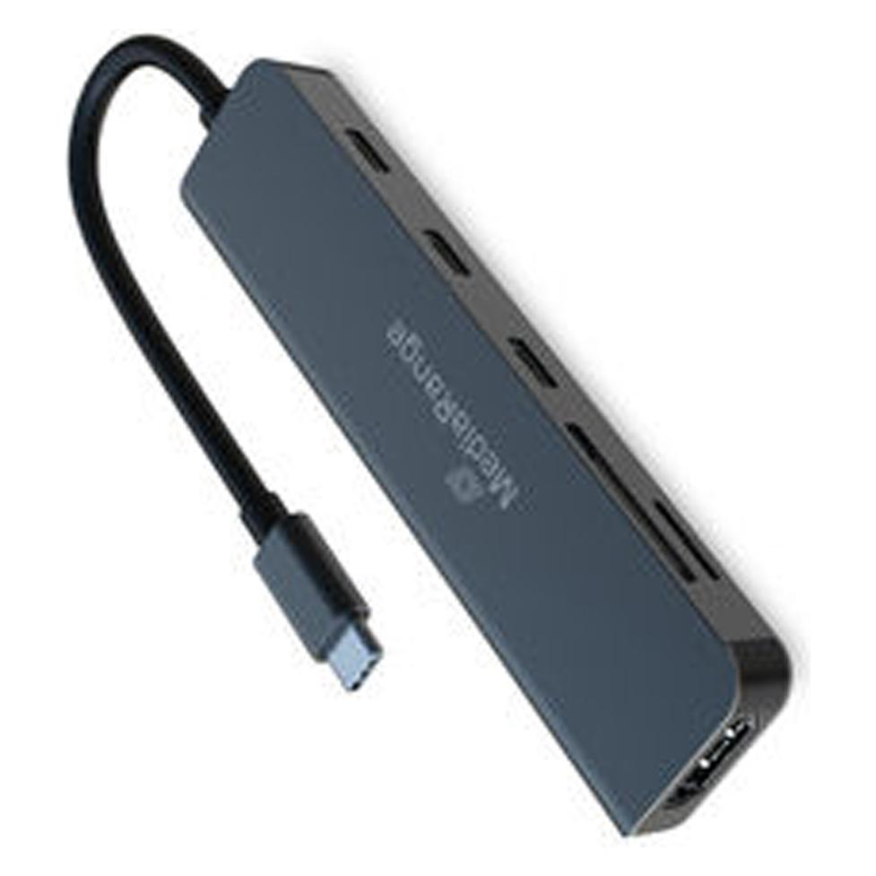 MediaRange USB Type-C 6 in 1 Multiport Adapter, silber (USB-C, 6 Ports) (MRCS519)