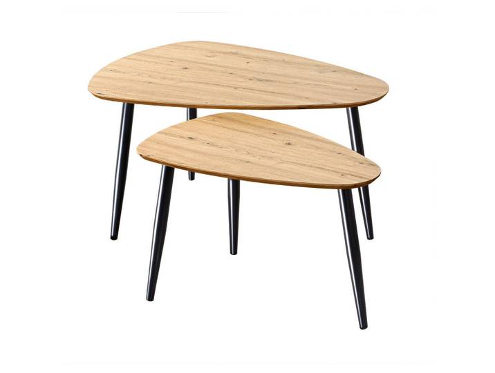 Calicosy Tisch ineinander 2er-Set mit Metallbeinen 80/60/42 cm, Apfelbaumfarben, 60x42x80 cm, Wohnzimmer, Wohnzimmertische, Couchtische