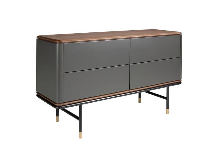 Commode moderne en bois gris foncé et acier