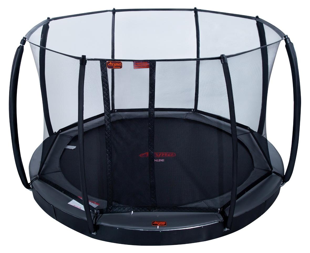 Avyna Trampolin, flaches Modell, Durchmesser 365 cm, mit Sicherheitsnetz | Grau