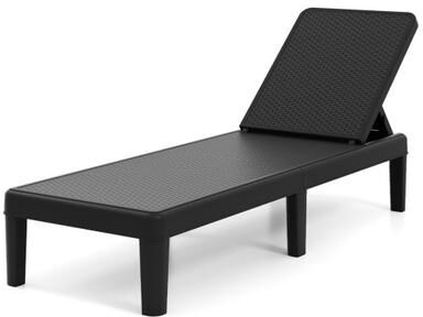 Costway Outdoor Chaise Lounger Chair with Waterproof Rattan Textured PP Surface and 330 lbs Capacity-Black