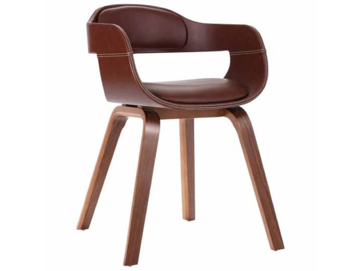 KUTYWEXFM Esszimmerstuhl Braun Kunstleder Bugholz Polsterstuhl Küchenstuhl Ergonomischer Schalenstuhl mit dichter Schaumstoffpolsterung für komfortables Sitzen in Küche, Esszimmer und Wohnzimmer.