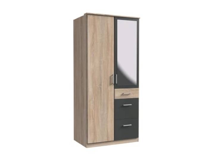 M Möbel-Direkt Deutschlands schnelle Möbel Kleiderschrank Click Eiche Sägerau, Grafit