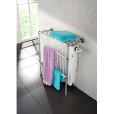 Standregal RUCO, silber (aluminiumfarben, silber), B:66cm H:62cm T:24cm, Aluminium, Regale, Standregal, Aluminium, Trockner und Regal in Einem