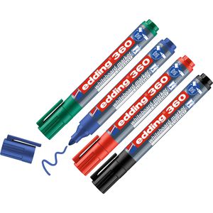 Edding Whiteboardmarker 360, Rundspitze, Strichbreite 1,5-3mm, abwischbar, 4 Stück