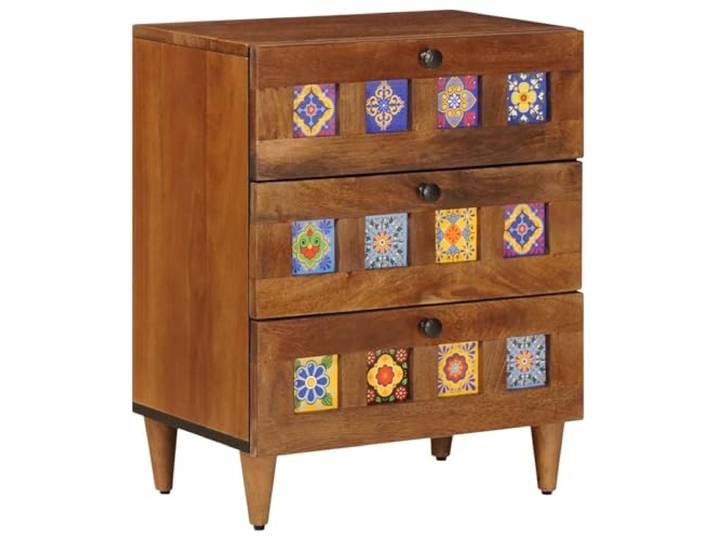 Heofavd Nachttisch Massivholz Mango Beistelltisch Braun 50x33x62 cm