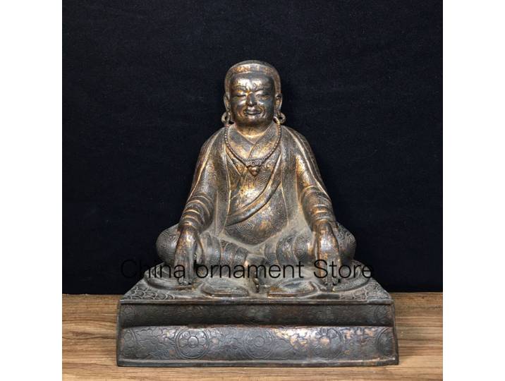 Ornement bouddhiste en cuivre pur, maître tibétain Marpa, 19cm