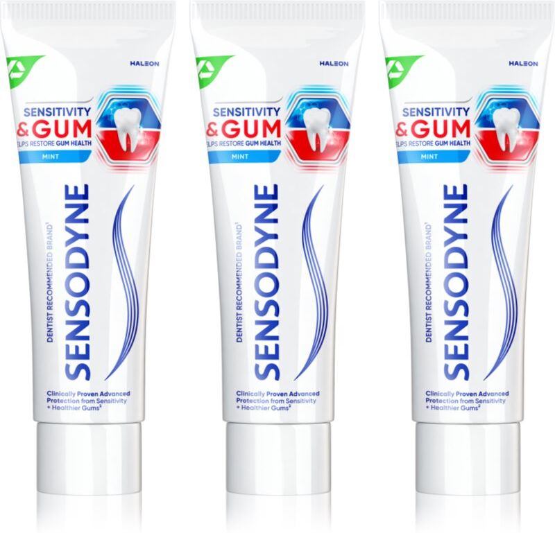 Sensodyne Sensitivity & Gum dentifrice pour dents sensibles Mint 3x75 ml